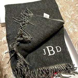 Wool oversized shawl/scarf with monogram